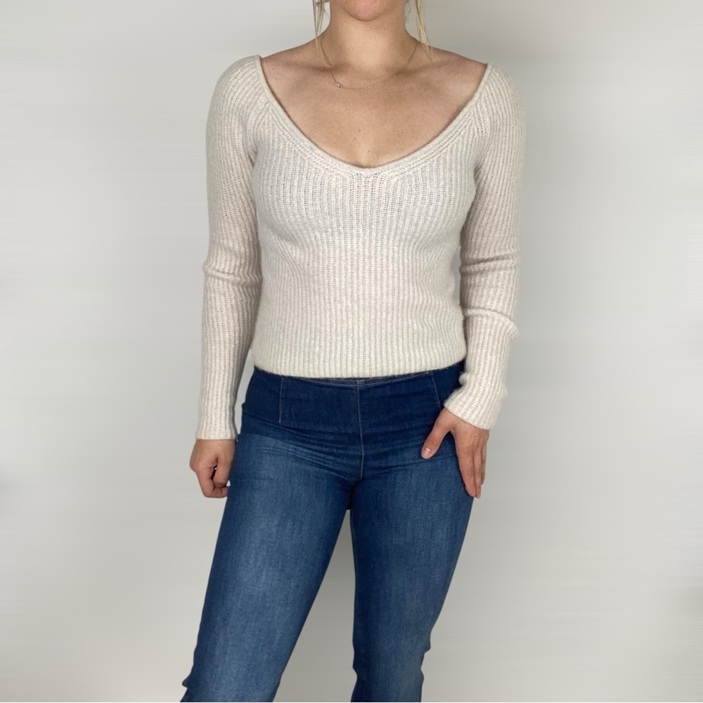 BANANA REPUBLIC Wool Yak Blend Long Sleeve V Neck Sweater Ribbed Thick